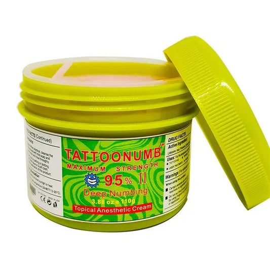 The Original 95%TATTOONUMB II Numb Lidocaine Skin Cream110g Waxing Tattooing Piercing Derma Rolling Anesthetic Cream for Tattoo Body Semi Permanent Make Up Hair Removal Piercing Skin Needle