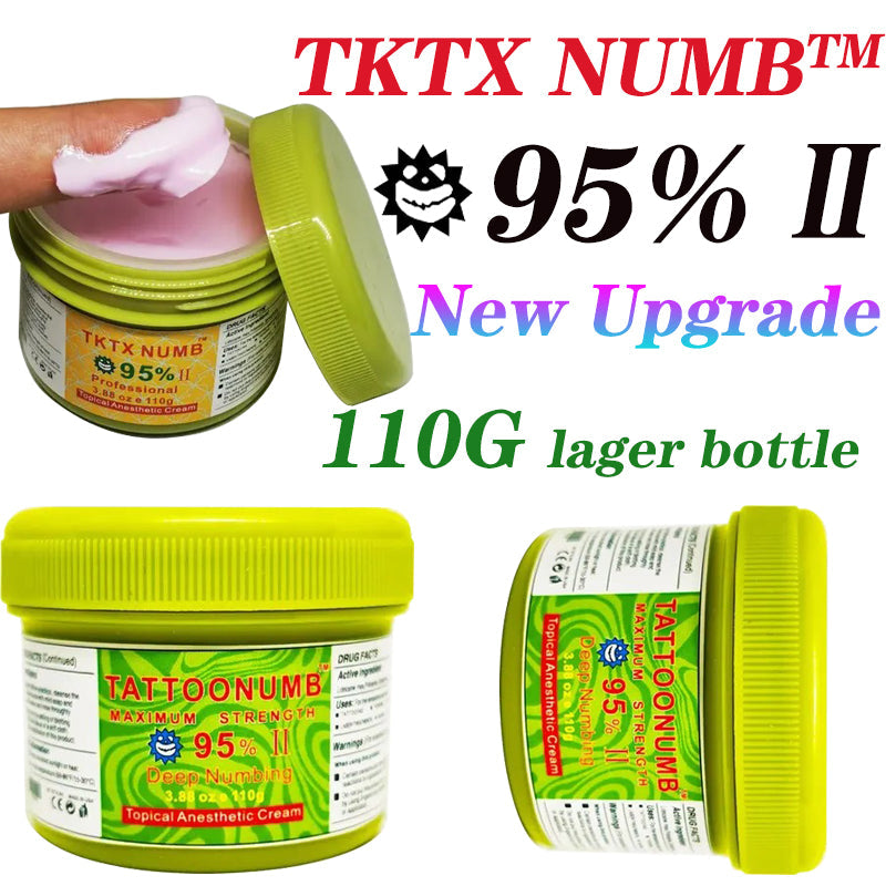 The Original 95%TATTOONUMB II Numb Lidocaine Skin Cream110g Waxing Tattooing Piercing Derma Rolling Anesthetic Cream for Tattoo Body Semi Permanent Make Up Hair Removal Piercing Skin Needle