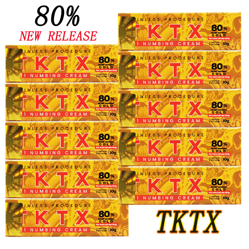 1/10/50PCS Topical Tattoo Cream Yellow TK80% Numbing Cream More Numbing 3-5 Hours  Piercing /Waxing Makeup Permanent Eyebrow Instant Relief of Pain and Swelling TK Topical Anesthetic Cream