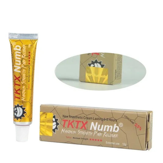 Crema anestetica per tatuaggi TKTX, lidocaina al 23%, anestetica per tatuaggi e corpo, crema anestetica per pelle intorpidita a rapida azione per 6-8 ore (10 g/pz)